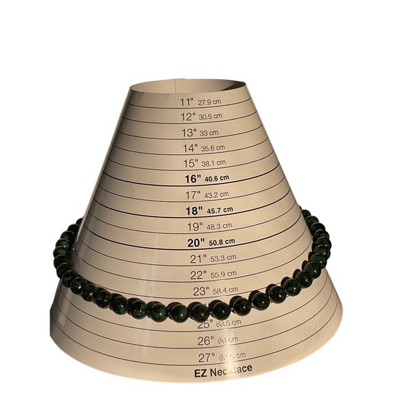 24" Faux Malachite Beaded Spring Ring Clasp Necklace - Picture 2 of 5